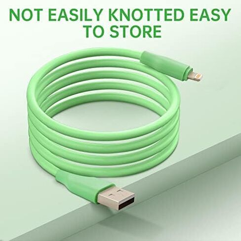 USB A to Lightning Cable 3.3FT 6.6FT, [Apple MFi Certified], Long Lightning Silicone Fast Charging Cable, Suitable for iPhone 14/14 Pro/13/12 Pro Max/12/11/X/XS/8 Plus and More（Silicone Green） in Saudi Arabia