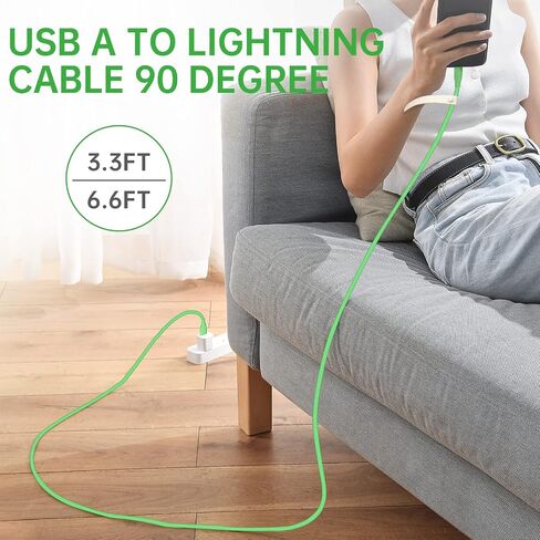USB A to Lightning Cable 3.3FT 6.6FT, [Apple MFi Certified], Long Lightning Silicone Fast Charging Cable, Suitable for iPhone 14/14 Pro/13/12 Pro Max/12/11/X/XS/8 Plus and More（Silicone Green） in Saudi Arabia