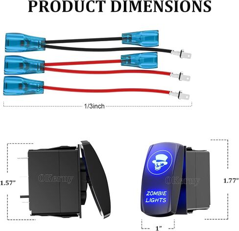 Okerny Rocker Switch وضع التجسس، مفتاح تبديل محفور بالليزر تشغيل/إيقاف SPST 5Pin 12V 24V تبديل أسلاك القفز للسيارات والشاحنات والقوارب البحرية ATV UTV RV in Saudi Arabia