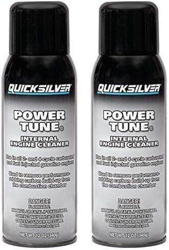 منظف ​​المحرك الداخلي Quicksilver 858080Q03 Power Tune لمحركات الغاز ذات الشوطين والرباعي الأشواط والمحقنة بالوقود - 12 أونصة. in Saudi Arabia