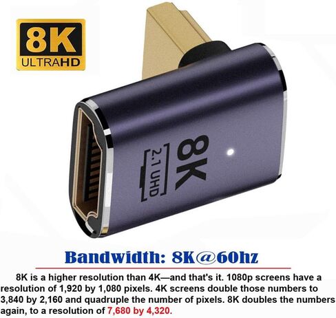 xiwai HDMI 8K ذكر إلى HDMI 2.1 أنثى عمودي 90 درجة بزاوية منخفضة UHD تمديد محول دعم 8K 60hz HDTV in Saudi Arabia
