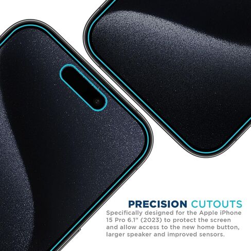 واقي شاشة للخصوصية من Tech Armor لهاتف iPhone 16 Pro مقاس 6.3 بوصة - زجاج مقوى باليستي، مضاد للتجسس، صديق للحافظة، سهل التركيب، خالي من الفقاعات، دعم اللمس، عبوة واحدة in Kuwait