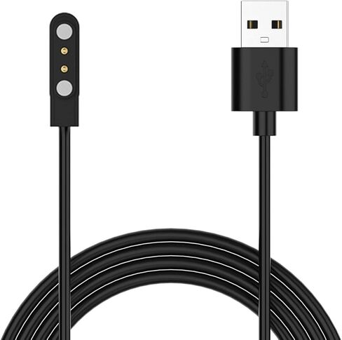 أسود 2 دبوس كابل مغناطيسي قوي USB شحن خط حبل الحبل الأسود لساعة Kieslect K10 K11 Smartwatch شاحن الساعة الذكية كابل شحن شاحن مغناطيسي، ملحقات الساعة الذكية in Saudi Arabia