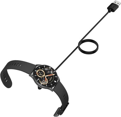 أسود 2 دبوس كابل مغناطيسي قوي USB شحن خط حبل الحبل الأسود لساعة Kieslect K10 K11 Smartwatch شاحن الساعة الذكية كابل شحن شاحن مغناطيسي، ملحقات الساعة الذكية in Saudi Arabia