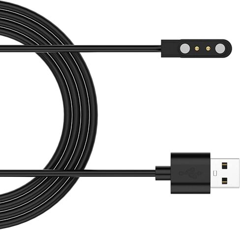 أسود 2 دبوس كابل مغناطيسي قوي USB شحن خط حبل الحبل الأسود لساعة Kieslect K10 K11 Smartwatch شاحن الساعة الذكية كابل شحن شاحن مغناطيسي، ملحقات الساعة الذكية in Saudi Arabia