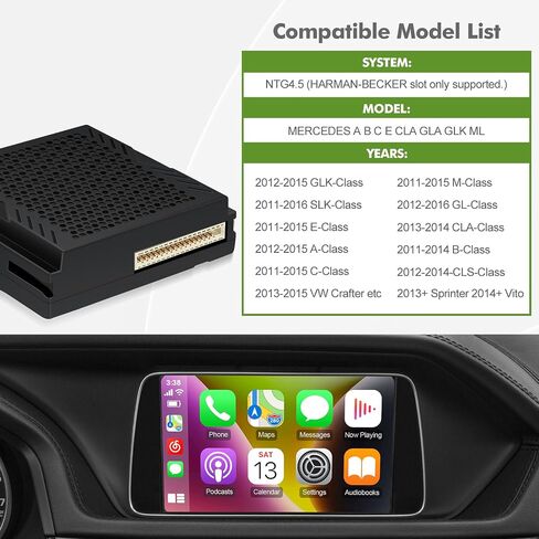 Wireless CarPlay Receiver SmartBox for Mercedes Benz A/B/C/E/CLA/GLA/GLK/ML/SLK 2011-2016 with NTG4.5 Carplay Interface Retrofit kit Decoder, Support Android Auto, Mirror Link, Reverse Camera, in Saudi Arabia