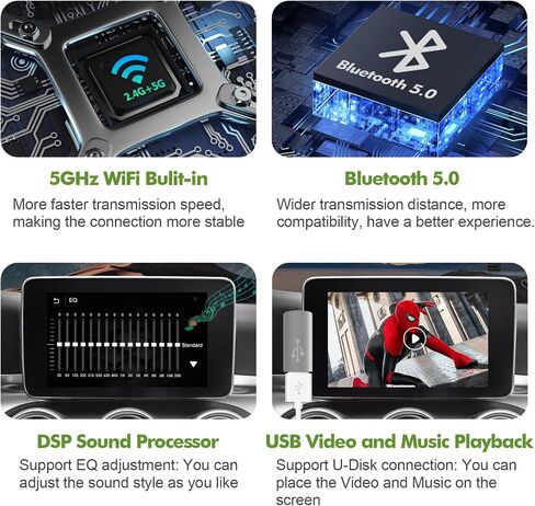 Wireless CarPlay Receiver SmartBox for Mercedes Benz A/B/C/E/CLA/GLA/GLK/ML/SLK 2011-2016 with NTG4.5 Carplay Interface Retrofit kit Decoder, Support Android Auto, Mirror Link, Reverse Camera, in Saudi Arabia