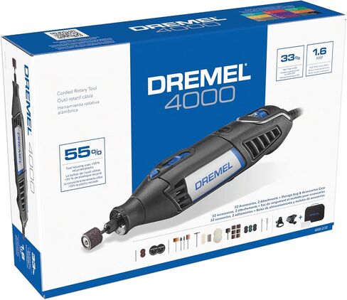 مجموعة الأدوات الدوارة ذات السرعة المتغيرة 4000-1/25 من Dremel - النقش والصقل والصنفرة - مثالية للقطع والصنفرة التفصيلية والنقش ونحت الخشب والتلميع - ملحق واحد و25 ملحقًا in Saudi Arabia