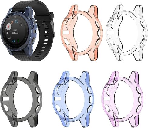 حافظة ساعة REYDA مكونة من قطعتين متوافقة مع Garmin Fenix ​​5S/5S Plus، حافظة رفيعة للغاية من السيليكون الناعم المقاوم للصدمات وإطار مقاوم للصدمات لهاتف Garmin Fenix ​​5S/5S Plus (بدون واقي شاشة) in Kuwait