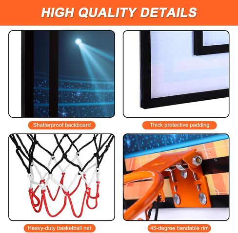 AOKESI Basketball Hoop Indoor for Kids, Mini Basketball Hoop with Light, Batteries & Electronic Scoreboard Over The Door Basketball Toys Christmas Birthday Gift for 3-12 Year Old Boys Girls Adults in Saudi Arabia