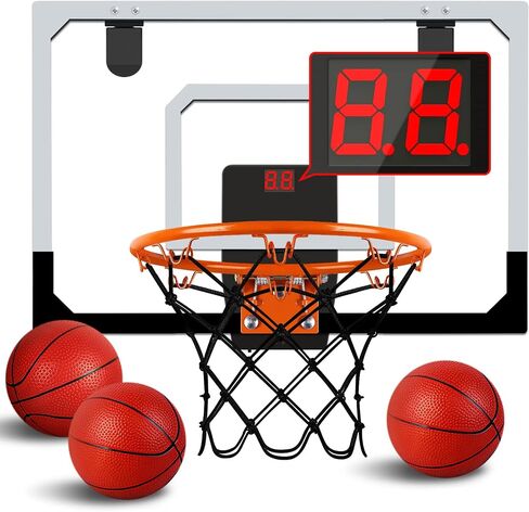 AOKESI Basketball Hoop Indoor for Kids, Mini Basketball Hoop with Light, Batteries & Electronic Scoreboard Over The Door Basketball Toys Christmas Birthday Gift for 3-12 Year Old Boys Girls Adults in Saudi Arabia