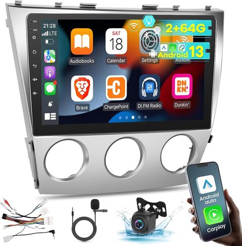EKAT [2+64G] Car Radio for Toyota Camry 2006 2007 2008 2009 2010 2011 ((for Manual A/C)), 10.1 inch Android 13 Touch Screen Camry Stereo, Carplay/Android Auto/EQ Audio/SWC/Bluetooth/Mirror Link in Saudi Arabia