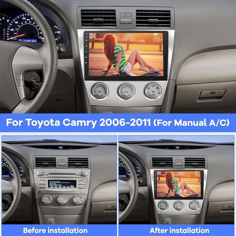 EKAT [2+64G] Car Radio for Toyota Camry 2006 2007 2008 2009 2010 2011 ((for Manual A/C)), 10.1 inch Android 13 Touch Screen Camry Stereo, Carplay/Android Auto/EQ Audio/SWC/Bluetooth/Mirror Link in Saudi Arabia