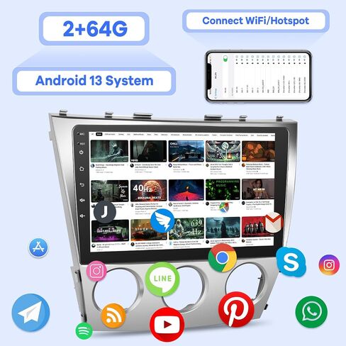 EKAT [2+64G] Car Radio for Toyota Camry 2006 2007 2008 2009 2010 2011 ((for Manual A/C)), 10.1 inch Android 13 Touch Screen Camry Stereo, Carplay/Android Auto/EQ Audio/SWC/Bluetooth/Mirror Link in Saudi Arabia