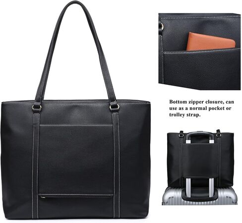 حقيبة كمبيوتر محمول كلاسيكية من الجلد لأجهزة الكمبيوتر المحمول مقاس 15 15.6 بوصة حقيبة حمل للسفر مع تصميم حزام عربة ذكي in Kuwait