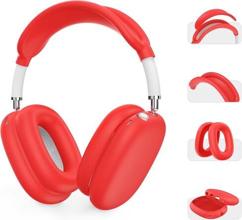 AHASTYLE Silicone Case Cover for AirPods Max Headphones [4 in 1] Anti-Scratch Ear Pad Cover/Ear Cups Cover/Headband Pad/Headband Cover for Airpods Max Accessories Soft Case for Apple AirPods Max(Pink) in Saudi Arabia