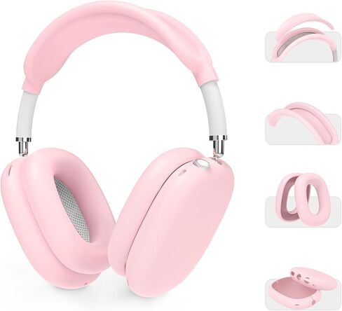 AHASTYLE Silicone Case Cover for AirPods Max Headphones [4 in 1] Anti-Scratch Ear Pad Cover/Ear Cups Cover/Headband Pad/Headband Cover for Airpods Max Accessories Soft Case for Apple AirPods Max(Pink) in Saudi Arabia