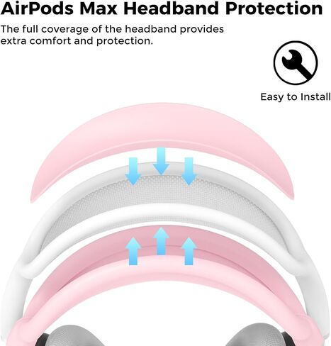 AHASTYLE Silicone Case Cover for AirPods Max Headphones [4 in 1] Anti-Scratch Ear Pad Cover/Ear Cups Cover/Headband Pad/Headband Cover for Airpods Max Accessories Soft Case for Apple AirPods Max(Pink) in Saudi Arabia