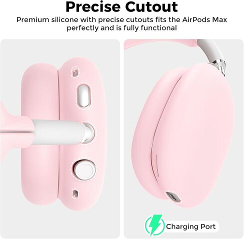AHASTYLE Silicone Case Cover for AirPods Max Headphones [4 in 1] Anti-Scratch Ear Pad Cover/Ear Cups Cover/Headband Pad/Headband Cover for Airpods Max Accessories Soft Case for Apple AirPods Max(Pink) in Saudi Arabia