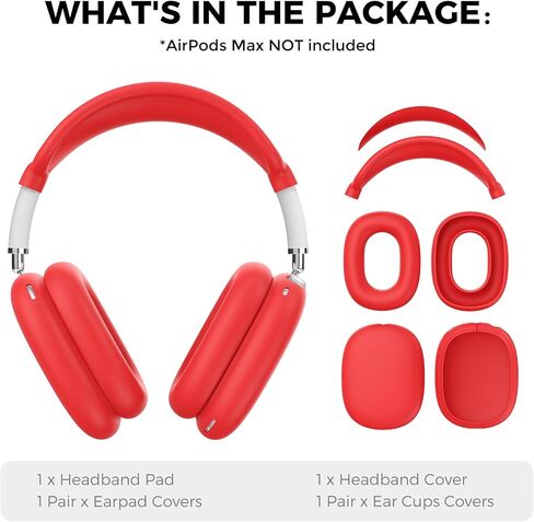 AHASTYLE Silicone Case Cover for AirPods Max Headphones [4 in 1] Anti-Scratch Ear Pad Cover/Ear Cups Cover/Headband Pad/Headband Cover for Airpods Max Accessories Soft Case for Apple AirPods Max(Pink) in Saudi Arabia