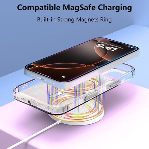 Tksafy for iPhone 16 Pro Max Case, Compatible with MagSafe, Cute Glitter Pearl Design for Women and Girls, Hard PC Protective Bumper Phone Case for iPhone 16 ProMax 6.9-inch 2024, Cloud in Saudi Arabia