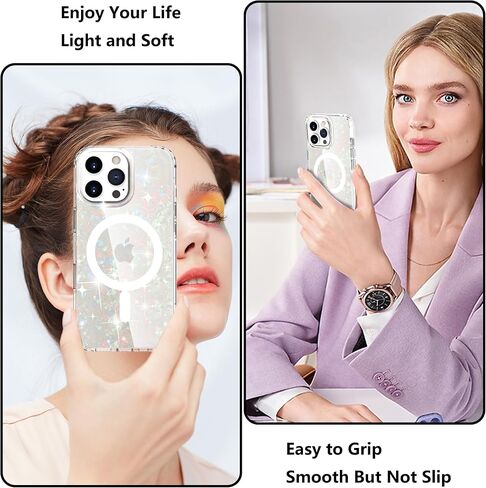 Tksafy for iPhone 16 Pro Max Case, Compatible with MagSafe, Cute Glitter Pearl Design for Women and Girls, Hard PC Protective Bumper Phone Case for iPhone 16 ProMax 6.9-inch 2024, Cloud in Saudi Arabia