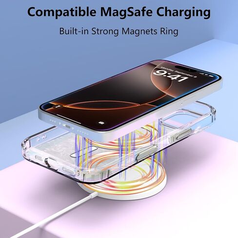Tksafy for iPhone 16 Pro Max Case, Compatible with MagSafe, Cute Glitter Pearl Design for Women and Girls, Hard PC Protective Bumper Phone Case for iPhone 16 ProMax 6.9-inch 2024, Cloud in Saudi Arabia