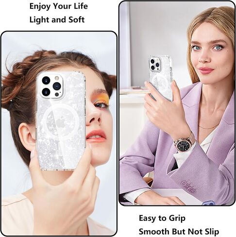 Tksafy for iPhone 16 Pro Max Case, Compatible with MagSafe, Cute Glitter Pearl Design for Women and Girls, Hard PC Protective Bumper Phone Case for iPhone 16 ProMax 6.9-inch 2024, Cloud in Saudi Arabia