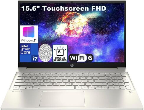 HP Pavilion 15 15.6" Touchscreen FHD Laptop Computer, 13th Gen Intel i7-1355U, 32GB DDR4 RAM, 1TB PCIe SSD, WiFi 6, Bluetooth 5.3, Backlit Keyboard, Fingerprint Reader, Warm Gold, Windows 11, AZ-XUT in Saudi Arabia