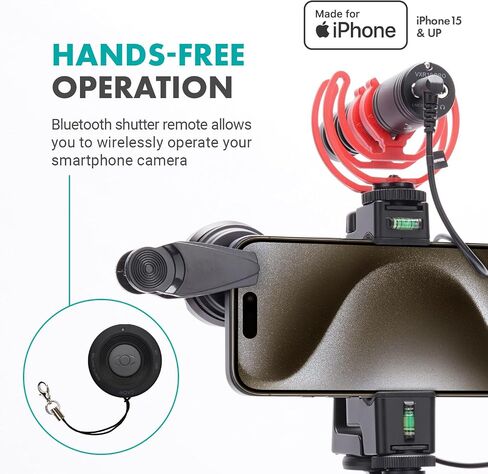 Movo iVlog1-IP Vlogging Kit for iPhone 15 and up with Fullsize Tripod - USB-C Compatible Vlog Kit - Accessories: Shotgun Mic, Tripods, LED Light, Wide-Angle Lens for YouTube Starter Kit in Saudi Arabia