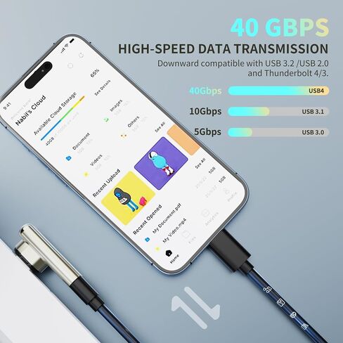 محول مغناطيسي USB C بقدرة 240 وات، حزمة واحدة من المحولات المغناطيسية 90 درجة مع موصلين، شحن سريع 24 سنًا بسرعة 40 جيجابت في الثانية 8K 60 هرتز لجهاز Thunderbolt 3/4، وMacBook Pro/Air/، والكمبيوتر المحمول، وiPhone 15Pro/Max in Kuwait