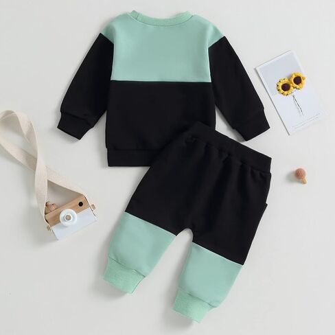 DBZoo Toddler Baby Boy Clothes Fall Winter Long Sleeve Sweatshirt Pants 2pc Color Block Cute Baby Boy Outfits Sweatsuit in Saudi Arabia