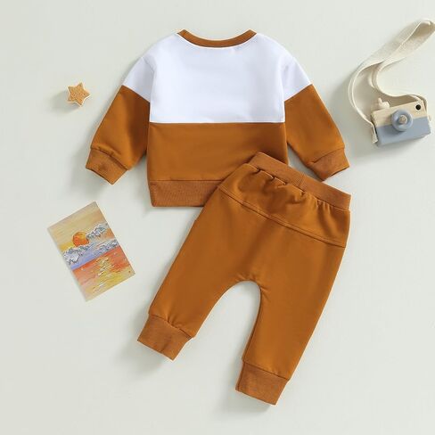 DBZoo Toddler Baby Boy Clothes Fall Winter Long Sleeve Sweatshirt Pants 2pc Color Block Cute Baby Boy Outfits Sweatsuit in Saudi Arabia