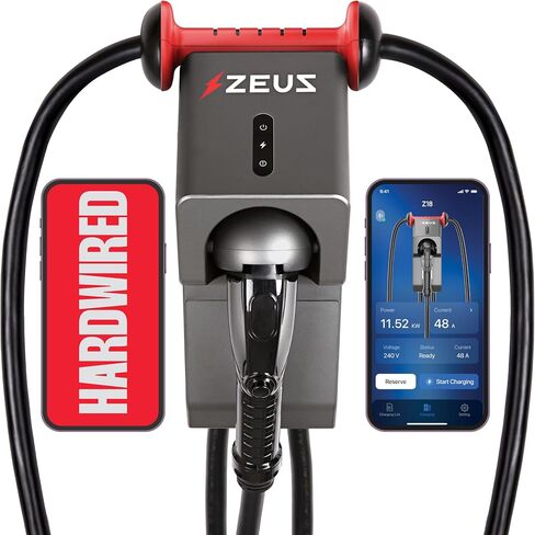 شاحن Zeus Level 2 EV - معدات شحن المركبات الكهربائية المتوافقة مع جميع موديلات EV - شاحن سريع J1772 EVSE المستوى 2 48 أمبير - شاحن منزلي سلكي 240 فولت EV - مقاوم للماء والغبار IP65 in Saudi Arabia