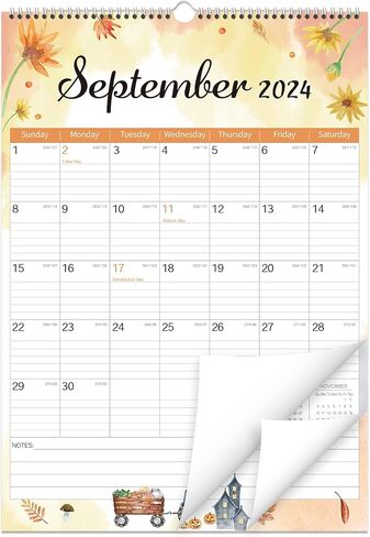 GuassLee Large Wall Calendar 2024-2025, 22"x15" Vertical Wall Calendar 2024, Jun. 2024 to Dec. 2025, 19-Month Paper Hanging Planner Wall with Julian Date for Office Home Planning & Organizing in Saudi Arabia