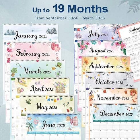 GuassLee Large Wall Calendar 2024-2025, 22"x15" Vertical Wall Calendar 2024, Jun. 2024 to Dec. 2025, 19-Month Paper Hanging Planner Wall with Julian Date for Office Home Planning & Organizing in Saudi Arabia