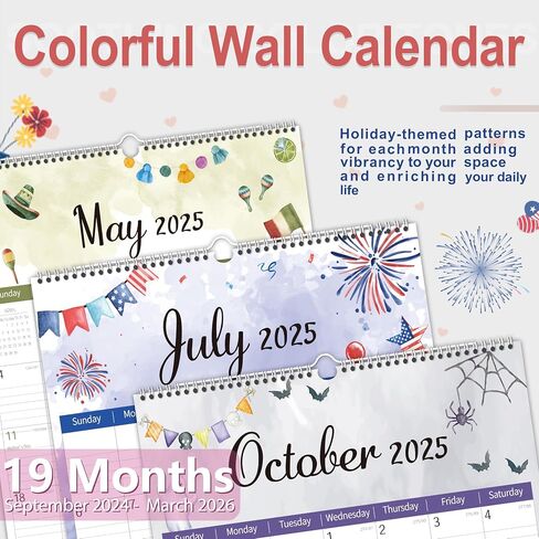 GuassLee Large Wall Calendar 2024-2025, 22"x15" Vertical Wall Calendar 2024, Jun. 2024 to Dec. 2025, 19-Month Paper Hanging Planner Wall with Julian Date for Office Home Planning & Organizing in Saudi Arabia