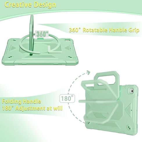 for iPad 9th/ 8th/ 7th Generation Case 10.2'',with Tempered Glass Screen Protector, Rugged Protective Case with Folding Stand/Pencil Holder/Shoulder Strap for iPad 10.2 9/8/7 Case (Blue+Yellow) in Kuwait