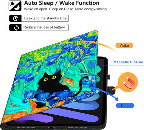 iPad Air 13 Inch Case M2 2024, iPad Pro 12.9 Case 6th/5th/4th/3rd Gen with Pencil Holder Shockproof Case for iPad Air 13 Case Adjustable Stand Magnetic Closure/Card Slots/Auto Wake Sleep,Irises Cat in Saudi Arabia