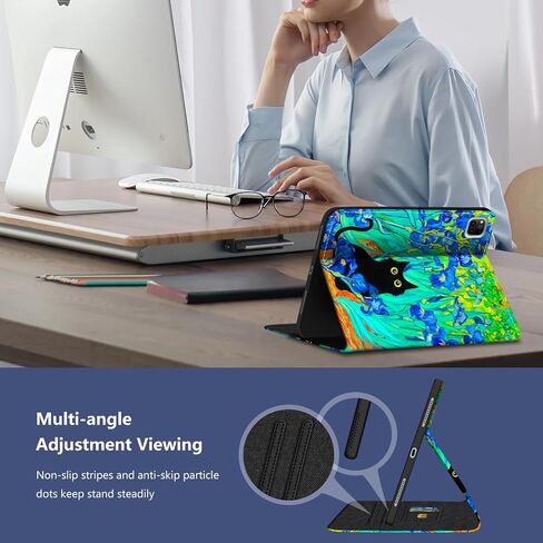 iPad Air 13 Inch Case M2 2024, iPad Pro 12.9 Case 6th/5th/4th/3rd Gen with Pencil Holder Shockproof Case for iPad Air 13 Case Adjustable Stand Magnetic Closure/Card Slots/Auto Wake Sleep,Irises Cat in Saudi Arabia