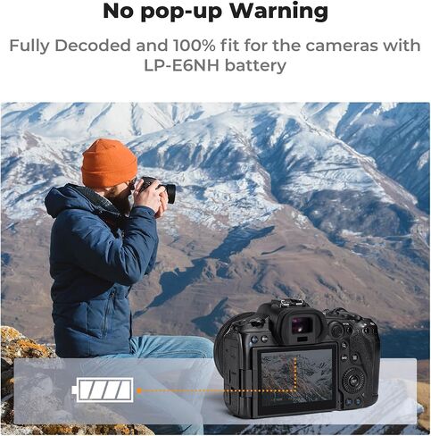 بطارية K&F Concept 2600 مللي أمبير LP-E6NH مع شحن سريع من النوع C لكاميرات Canon EOS R, R5, R6, R7, 5D 6D 7D Mark II III IV, 90D, 80D, 70D in Saudi Arabia