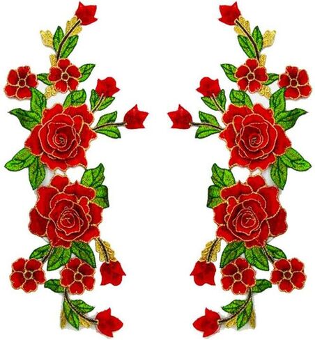 Fabric 3D Colorful Flower Lace Sewing Applique Patch Collar Applique DIY Craft Neckline Sewing Embroidery Patches Accessory for Cheongsam Clothes Dress 2 Pcs/lo (Blue) in Kuwait