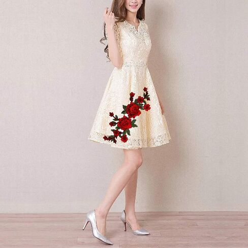 Fabric 3D Colorful Flower Lace Sewing Applique Patch Collar Applique DIY Craft Neckline Sewing Embroidery Patches Accessory for Cheongsam Clothes Dress 2 Pcs/lo (Blue) in Kuwait