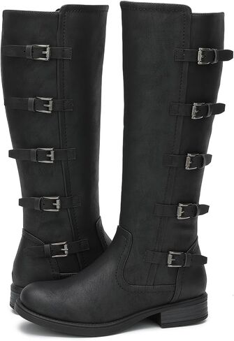 GLOBALWIN Women's Knee High Boots Horseback Riding Tall Boots For Women With Low Heel Comforable For Walking in Kuwait