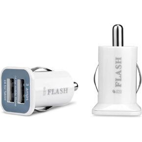 iFlash Dual USB Car Lighter Charger Adapter with 3A Output - fast Heavy Duty Ouput - Support Apple iPad Pro / Air 2 / mini 2/3/4 iPhone X / 8 Plus / 7 / 6S Plus / 6 / SE /5S (White)
