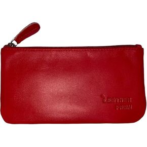 LEATHER FARM Leather Travel Pouch - Beautifully Handcrafted YKK Zippered Pouch Handmade - 8 x 4 inches.(BLACK)