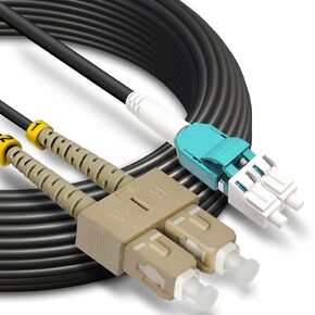 OD-5.0mm Outdoor 125ft/39m Armored LC to SC OM3 Multimode Fiber Cable, LC-SC 10Gb Duplex Fiber Optic Patch Cable, 50/125um MMF, Black