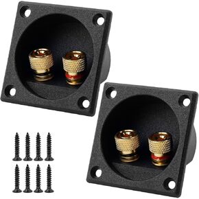 4PCS 2.2" Square 2-Way Speaker Box Terminal Binding Post Cup, Speaker Box Terminal Cup, Screw Type Binding Post Subwoofer Box Speaker Terminal Plates for DIY Home Car Stereo Speaker Subwoofer