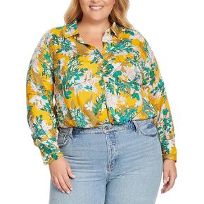 Jessica Simpson Womens Plus Bodie Collar Button Detail Button-Down Top in Kuwait