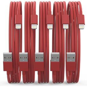 iPhone Charger Fast Charging, USB C to Lightning Cable [Apple MFi Certified] 5Pack 6FT Long Lightning Cable Fast Charging iPhone Charger Cord for iPhone 14 13 12 11 Pro Max XR XS X 8 7 6 Plus SE-Red